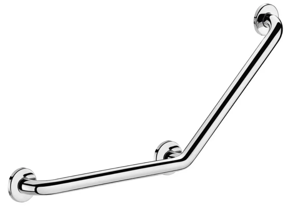 [01264] Barre a 135° Ø 32 400x400 inox poli brillant - 3 pts fix invis.