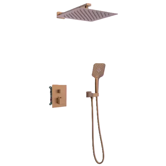Ensemble douche encastré thermostatique 2 Voies " Drakar " Cuivre Brossé