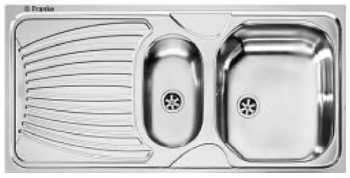 [879540] Evier inox a encastrer 1 cuve +1/2 + égouttoir + vidage " Ondula " 100x50