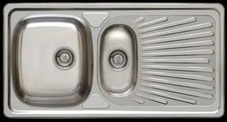 [E18000] Evier inox a encastrer 1 cuve +1/2 + égouttoir + vidage 100x50