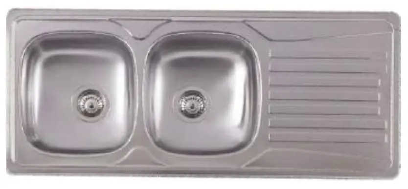 [E26001] Evier inox a encastrer 2 cuves + égouttoir + vidage " M 26000 " 116x50
