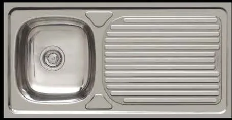 [L1120R] Evier inox a poser 1 cuve + 1 égouttoir + vidage " M 1000 " 120x60