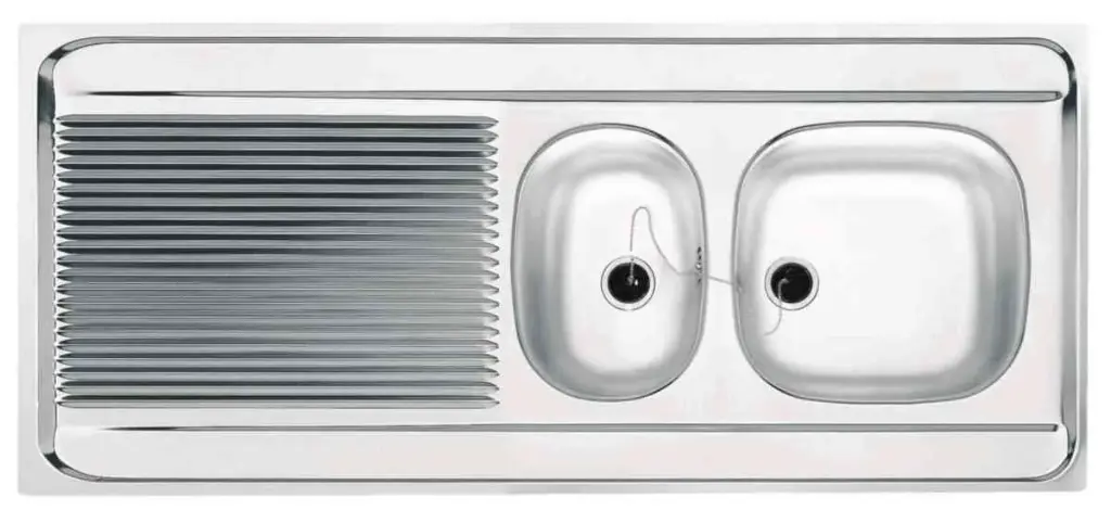 [018651] Evier inox a poser 1 cuve + 1/2 + égouttoir + vidage  " Spit " 140x60