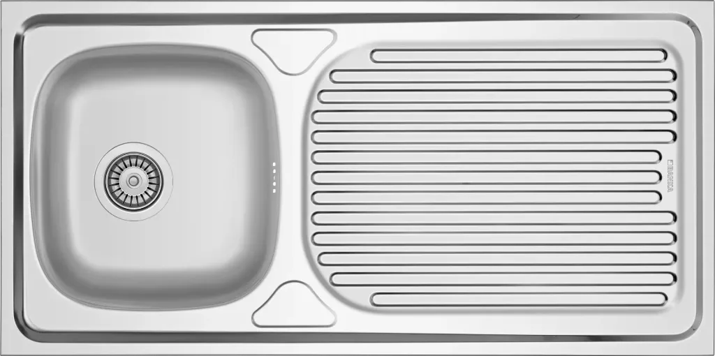 [L1100R] Evier inox a poser 1 cuve + égouttoir + vidage " M 1000 " 100x60