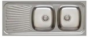 [L3120] Evier inox a poser 2 cuves + égouttoir + vidage " M 3000 " 120x60