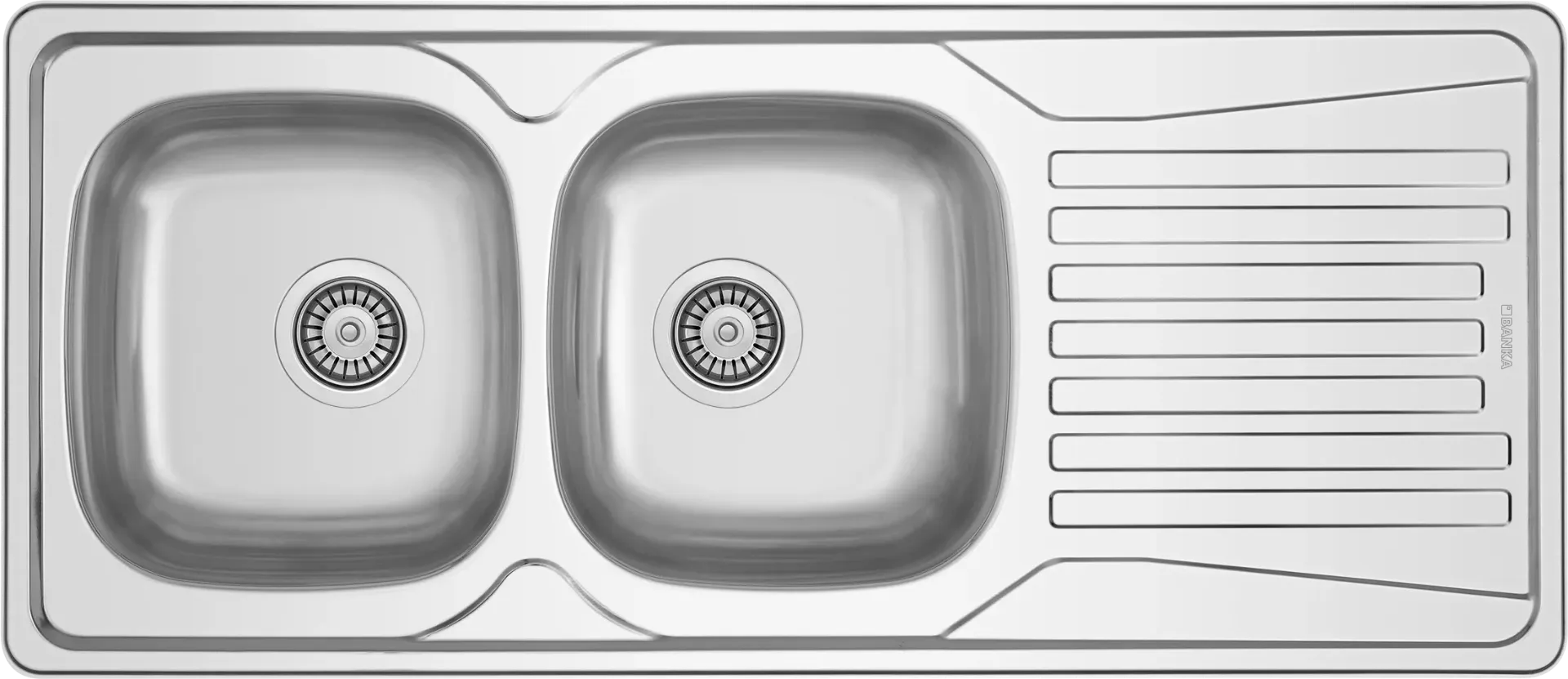 [T26002] Evier inox dekor a encastrer 2 cuves + égouttoir + vidage " M 26000 " 116x50