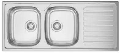 [G06FEKO2F32] Evier inox dekor a encastrer 2 cuves + 1 égouttoir + vidage " Okio Line " 116x50