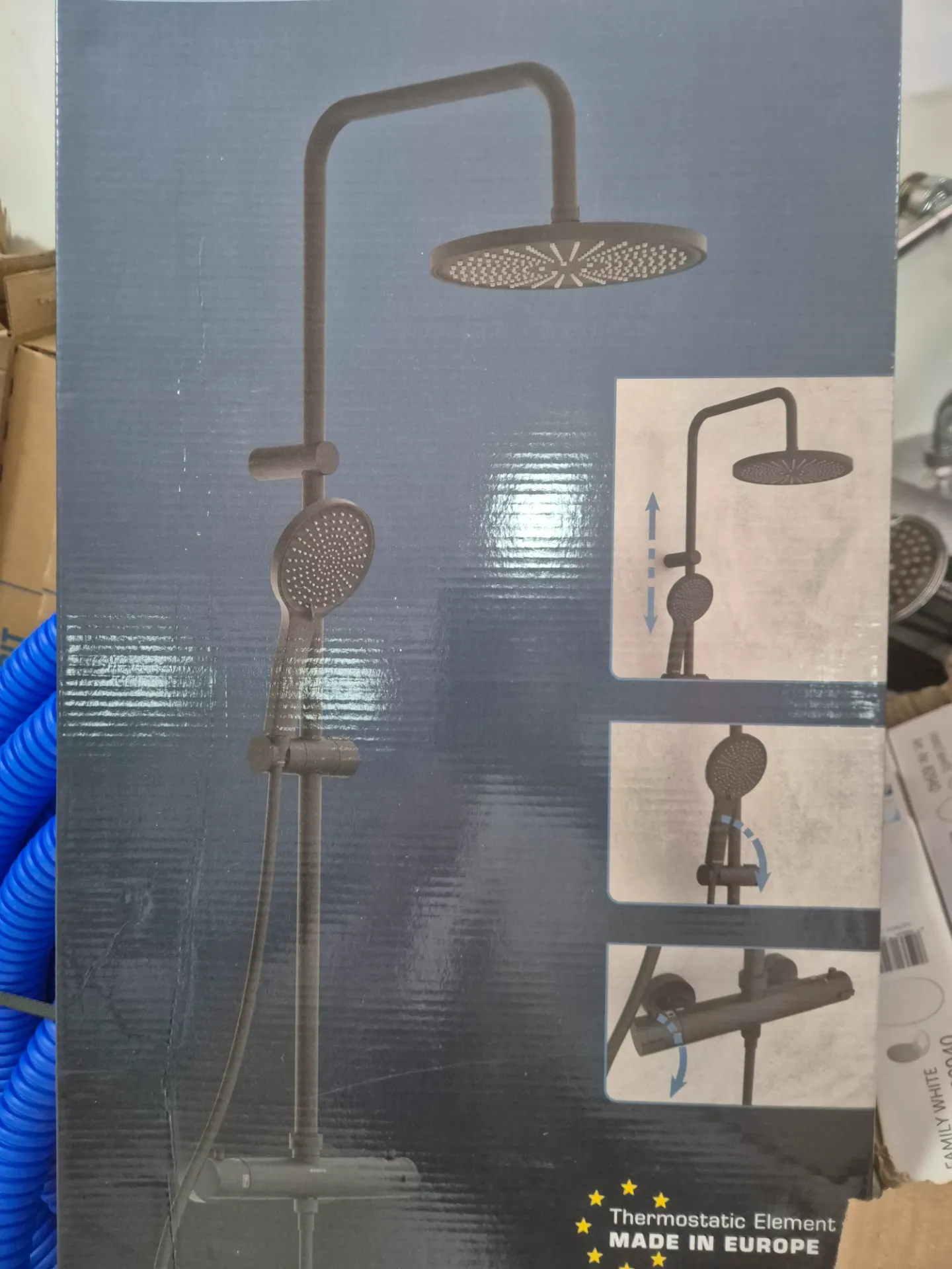Colonne de douche noir Adria Noir (douche de tete,  3 jets)+mit thermo 