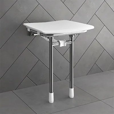 Siege de douche relevable avec pied articule RUGAO Blanc
